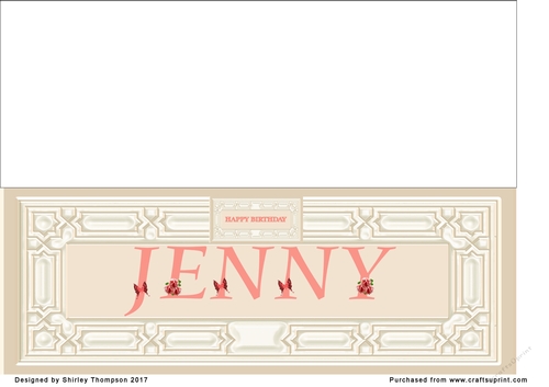 Cream & peach large DL name card (Jenny)