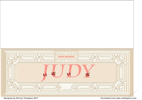 Cream & peach large DL name card (Judy)