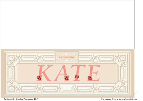 Cream & peach large DL name card (Kate)