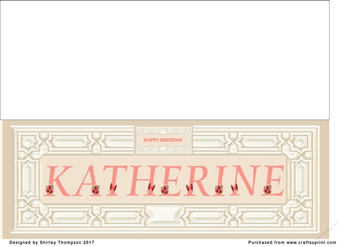 Cream & peach large DL name card (Katherine)
