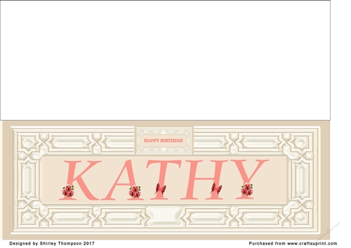 Cream & peach large DL name card (Kathy)