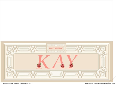 Cream & peach large DL name card (Kay)