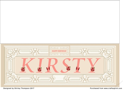 Cream & peach large DL name card (Kirsty)