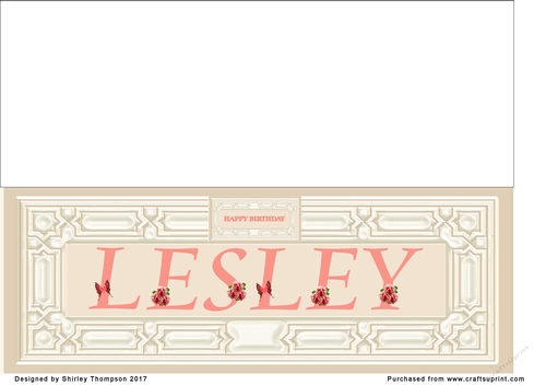 Cream & peach large DL name card (Lesley)