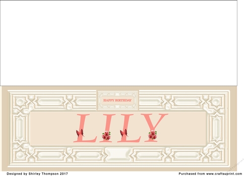 Cream & peach large DL name card (Lily)