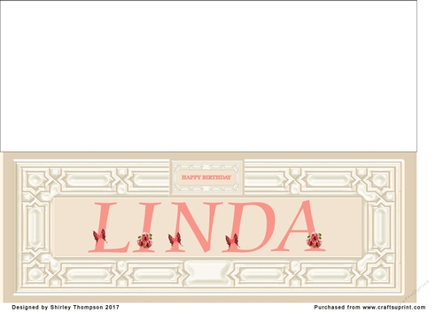 Cream & peach large DL name card (Linda)