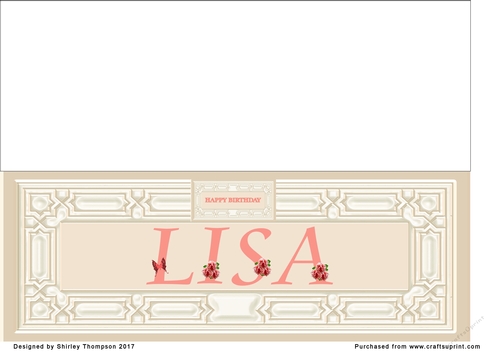 Cream & peach large DL name card (Lisa)