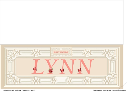 Cream & peach large DL name card (Lynn)