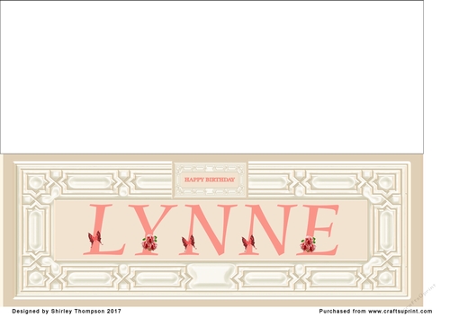 Cream & peach large DL name card (Lynne)