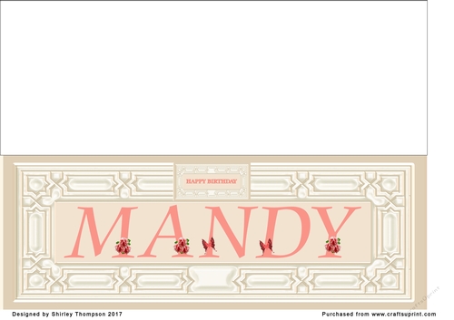 Cream & peach large DL name card (Mandy)
