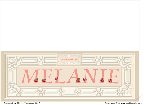 Cream & peach large DL name card (Melanie)