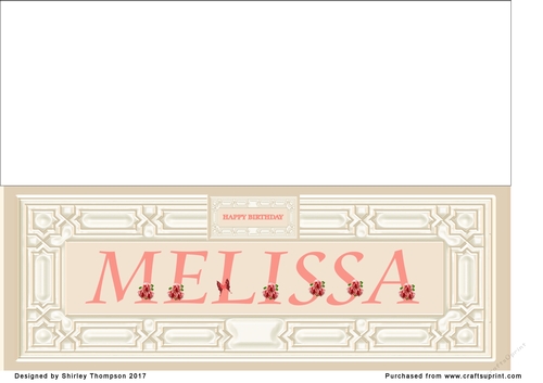 Cream & peach large DL name card (Melissa)