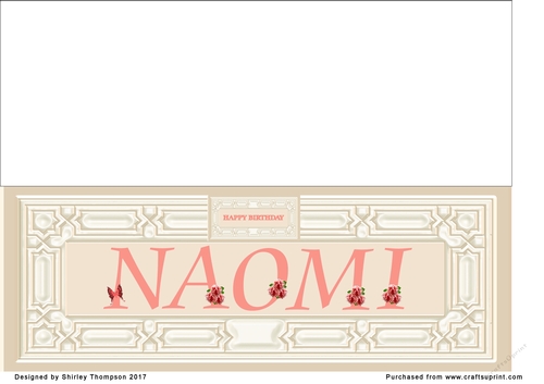 Cream & peach large DL name card (Naomi)