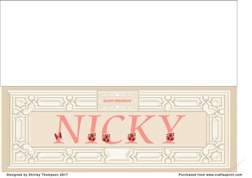 Cream & peach large DL name card (Nicky)