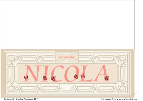 Cream & peach large DL name card (Nicola)