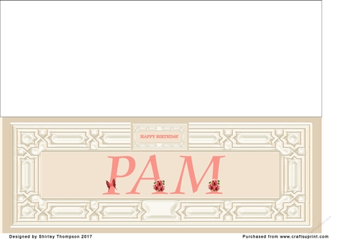 Cream & peach large DL name card (Pam)