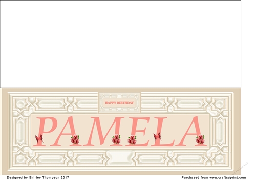 Cream & peach large DL name card (Pamela)
