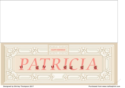 Cream & peach large DL name card (Patricia)