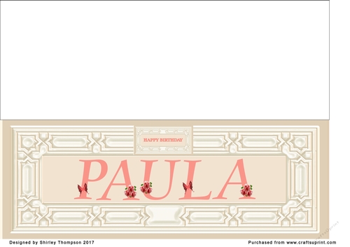 Cream & peach large DL name card (Paula)