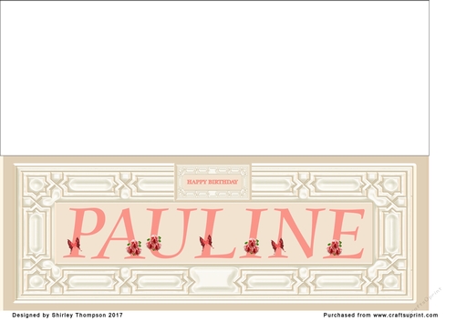 Cream & peach large DL name card (Pauline)