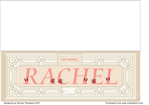 Cream & peach large DL name card (Rachel)