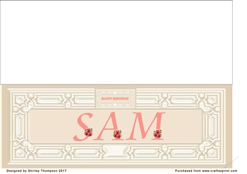 Cream & peach large DL name card (Sam)
