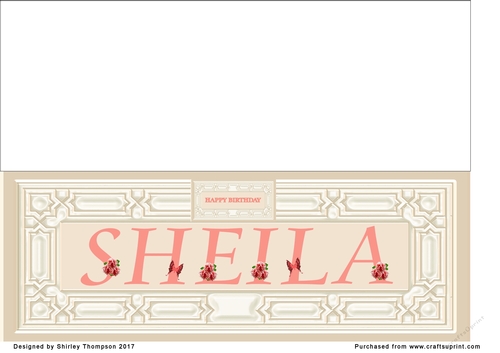Cream & peach large DL name card (Sheila)