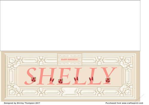 Cream & peach large DL name card (Shelly)