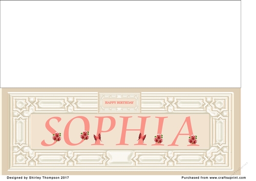 Cream & peach large DL name card (Sophia)