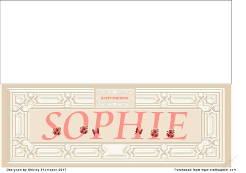 Cream & peach large DL name card (Sophie)