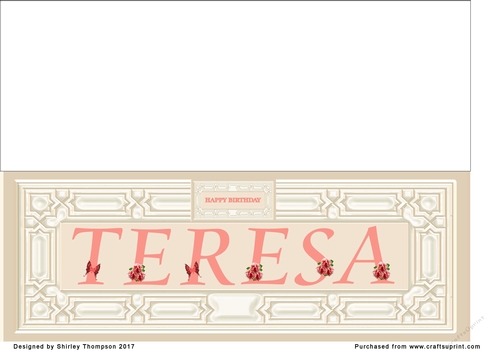 Cream & peach large DL name card (Teresa)