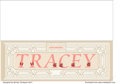 Cream & peach large DL name card (Tracey)