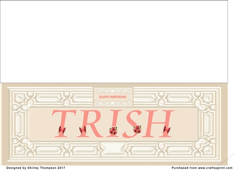 Cream & peach large DL name card (Trish)