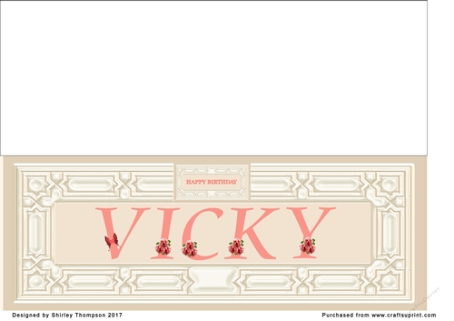 Cream & peach large DL name card (Vicky)