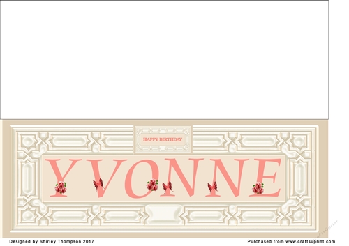Cream & peach large DL name card (Yvonne)
