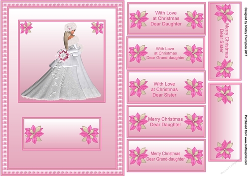 Pastel Christmas lady quick card front for Daughter, Grand-daughter or Sister.
