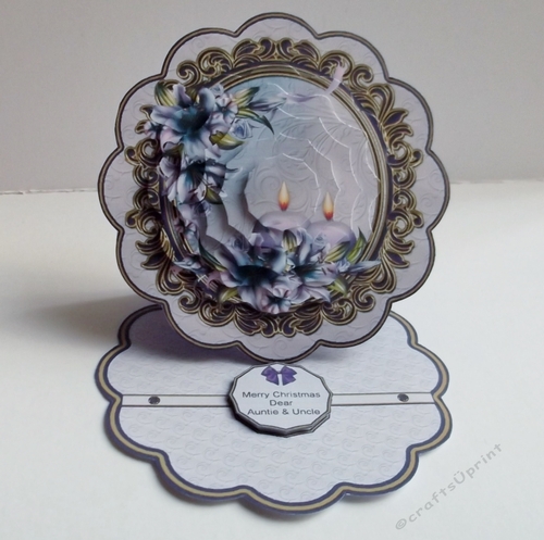 Purple candles scalloped pyramage easel card.