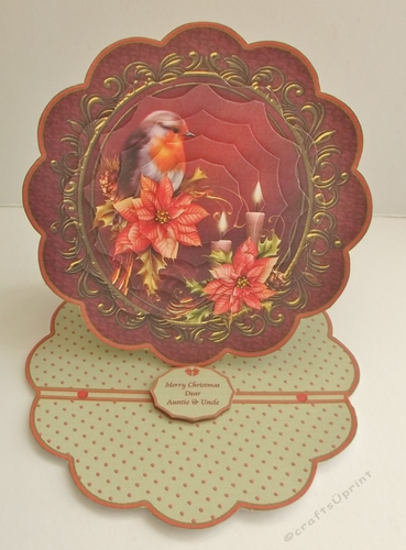Christmas robin scalloped easel card