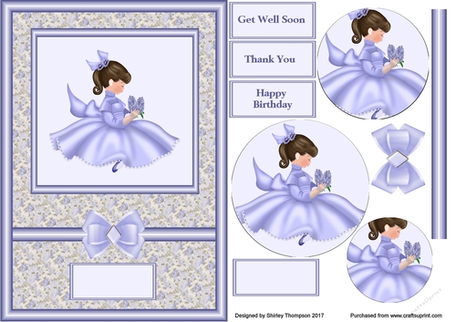 A5 lilac hyacinth girl card front.
