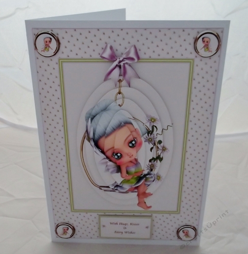 A5 fairy decoupage card front.