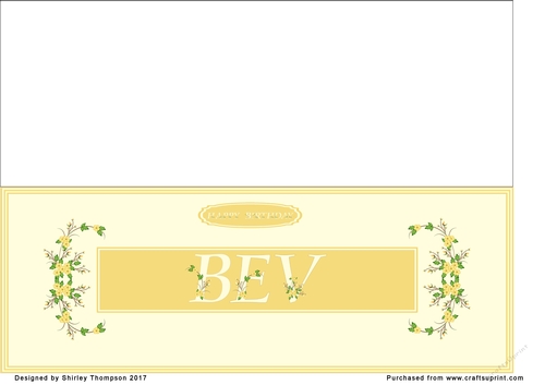 Yellow floral alpha DL name card (Bev)