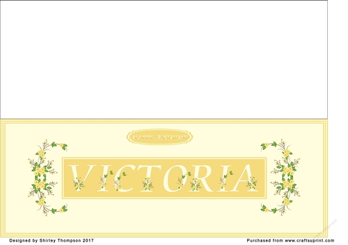 Yellow floral alpha DL name card (Victoria)