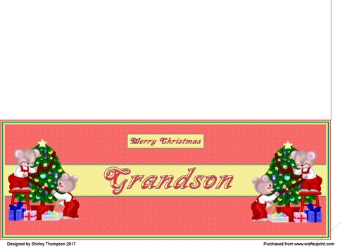 Christmas tree bears DL card (Grandson)