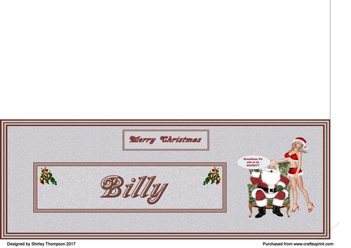 Naughty Santa male DL name card (Billy)
