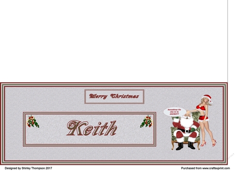 Naughty Santa male DL name card (Keith)