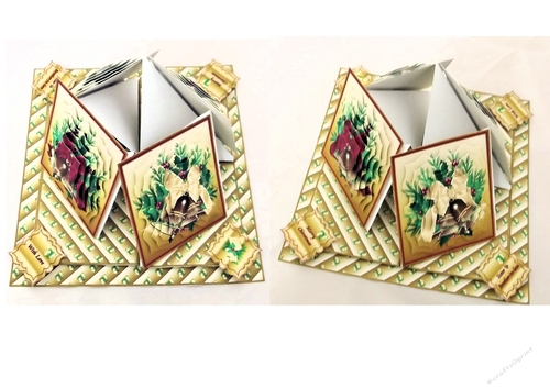 Gold Christmas bells quad easel card.