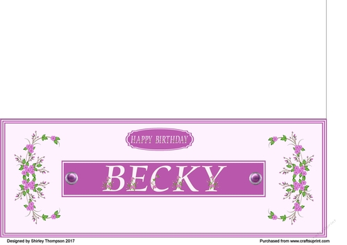 Deep pink floral alpha DL name card (Becky)