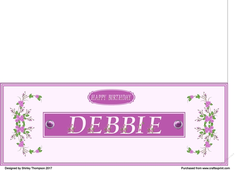 Deep pink floral alpha DL name card (Debbie)