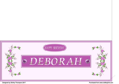 Deep pink floral alpha DL name card (Deborah)