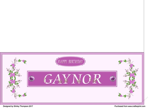 Deep pink floral alpha DL name card (Gaynor)